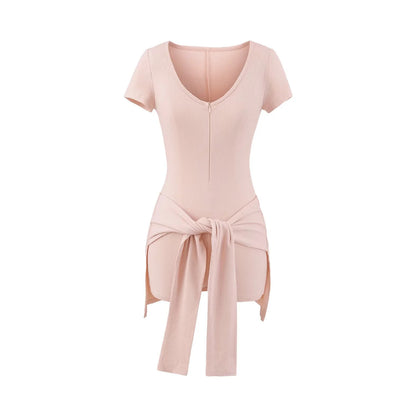 Cinch-Waist Fitness Playsuit