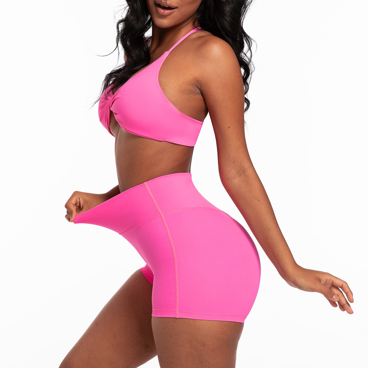 Twist-Front Yoga Bra & Shorts Set
