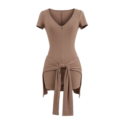 Cinch-Waist Fitness Playsuit