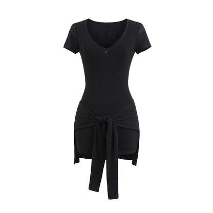 Cinch-Waist Fitness Playsuit