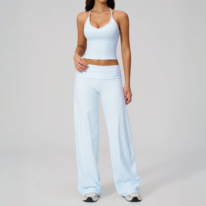 Women's Flared Leggings & Cropped Sports Bra Workout Set