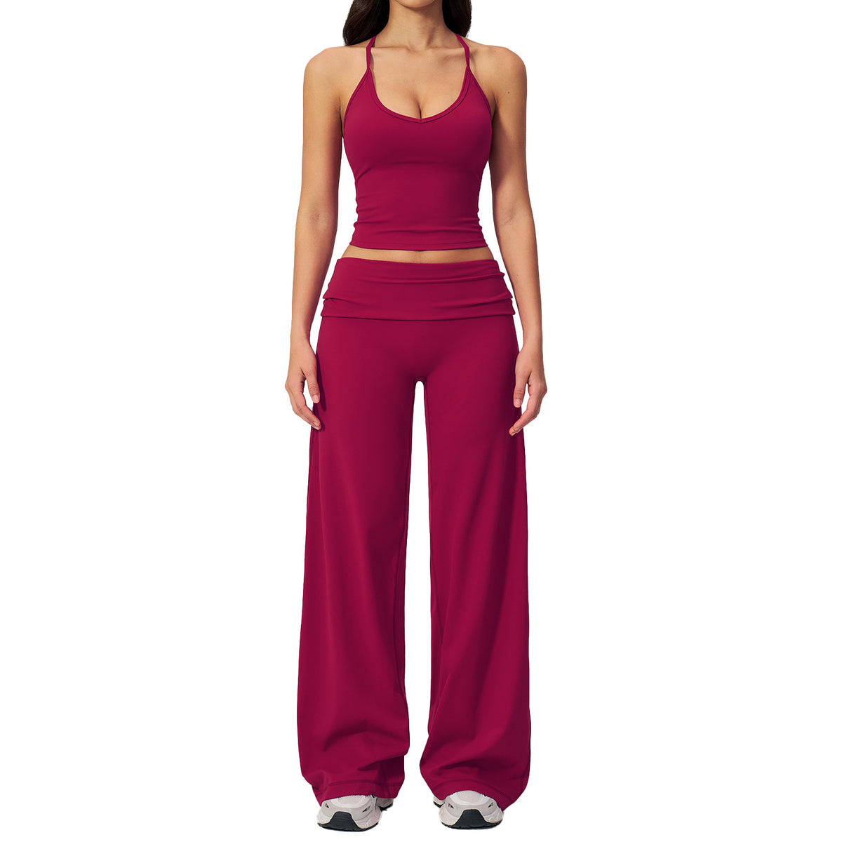 Women's Flared Leggings & Cropped Sports Bra Workout Set