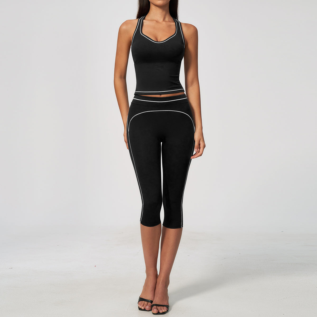 Women's V-Neck Tank Top and Leggings Set