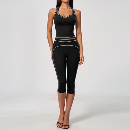 Women's V-Neck Tank Top and Leggings Set