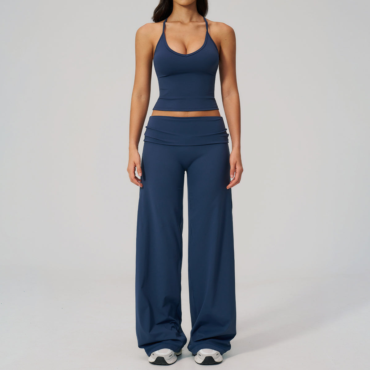 Women's Flared Leggings & Cropped Sports Bra Workout Set