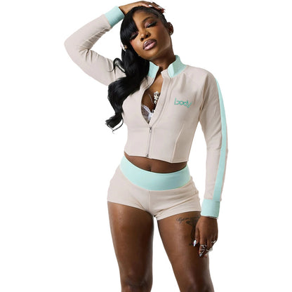 Women's Zip-Up Jacket and Shorts Set