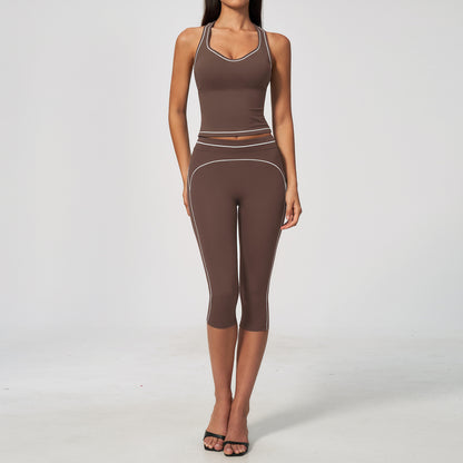 Women's V-Neck Tank Top and Leggings Set
