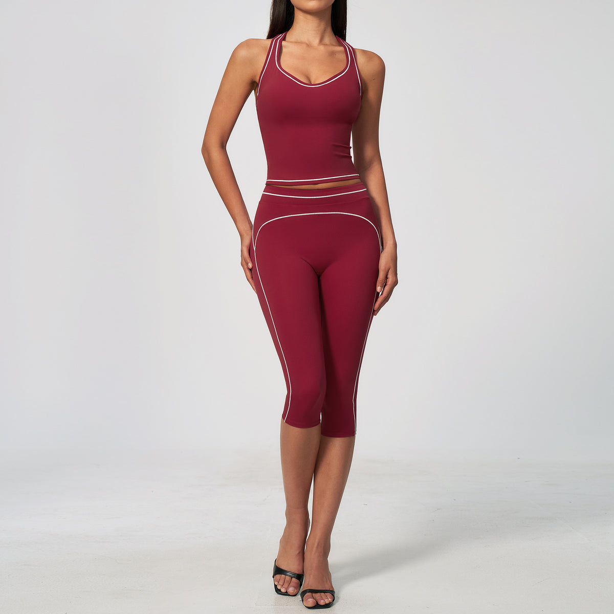 Women's V-Neck Tank Top and Leggings Set