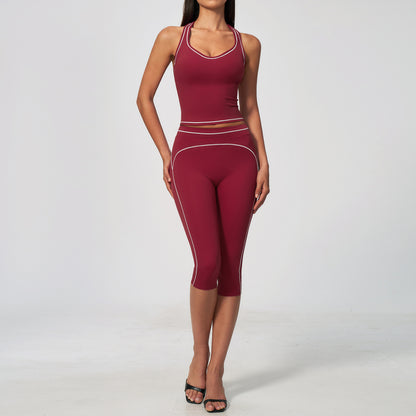 Women's V-Neck Tank Top and Leggings Set