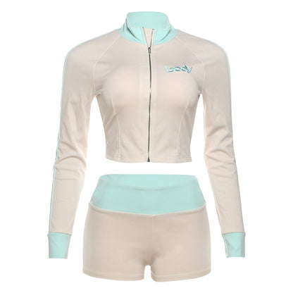 Women's Zip-Up Jacket and Shorts Set